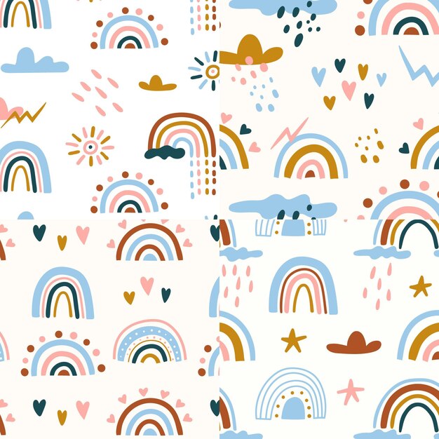 Hand drawn rainbow pattern design