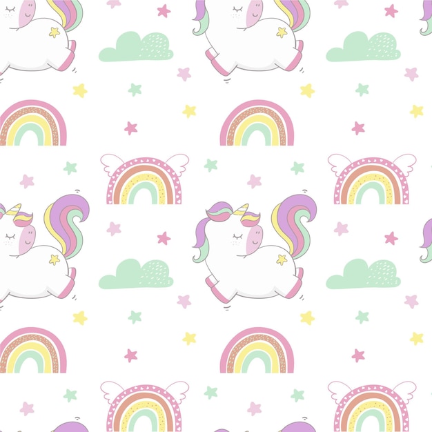 Hand drawn rainbow pattern design