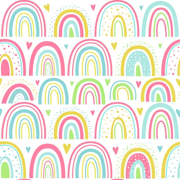 Hand drawn rainbow pattern design