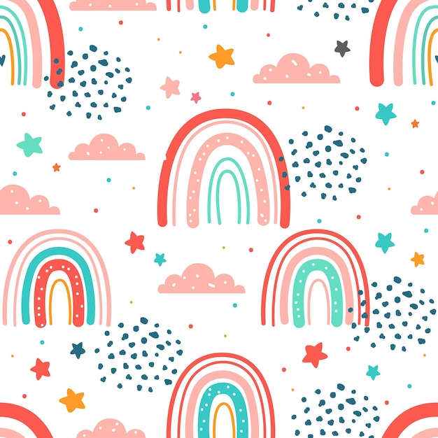 Hand drawn rainbow pattern design