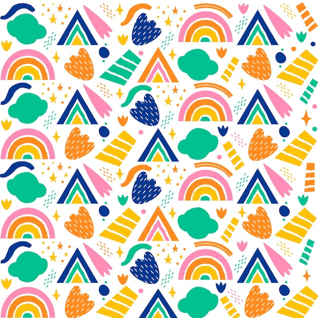 Hand drawn rainbow pattern design