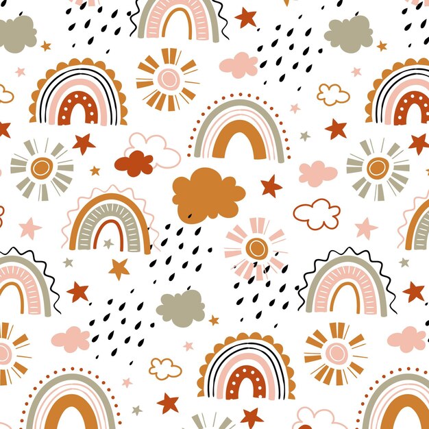 Hand drawn rainbow pattern design