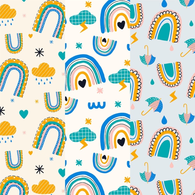 Hand drawn rainbow pattern design