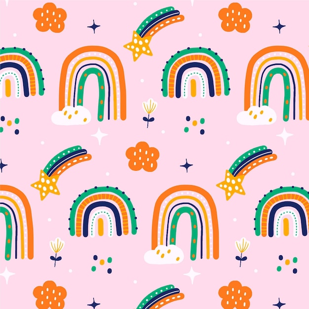 Free vector hand drawn rainbow pattern design