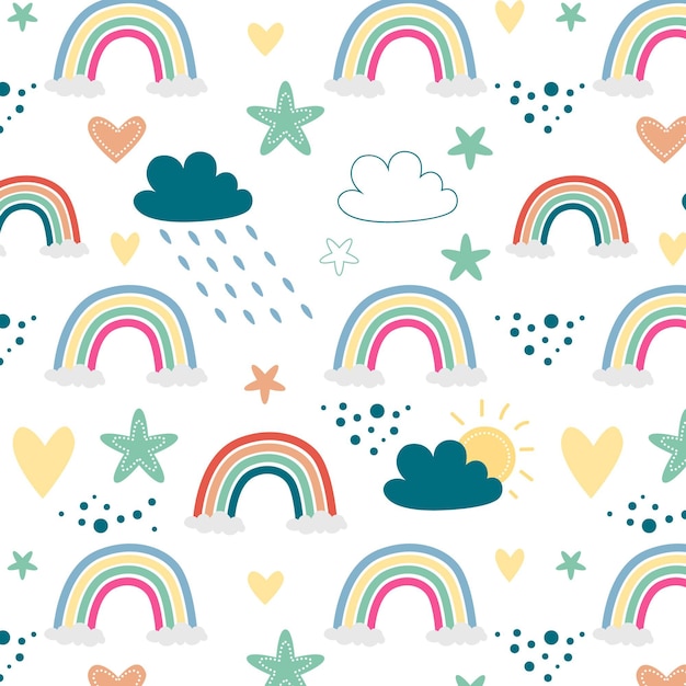 Hand drawn rainbow pattern design