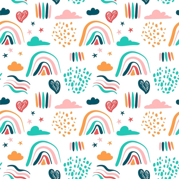 Hand drawn rainbow pattern design