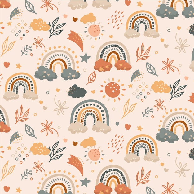 Free Vector hand drawn rainbow pattern design