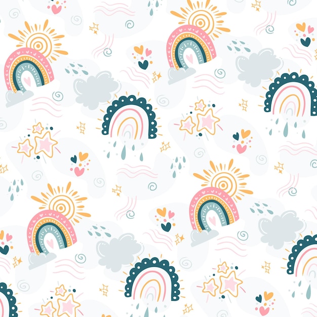 Hand drawn rainbow pattern design