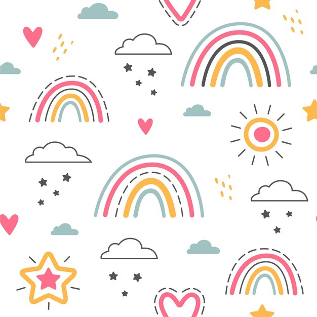 Hand drawn rainbow pattern design