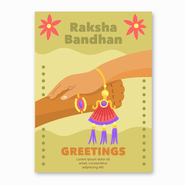 Hand drawn raksha bandhan greeting card