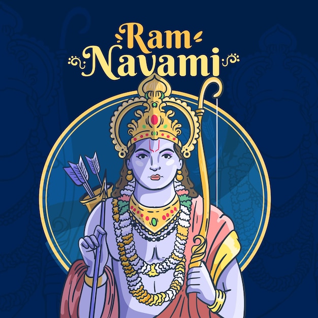 Free Vector hand drawn ram navami illustration