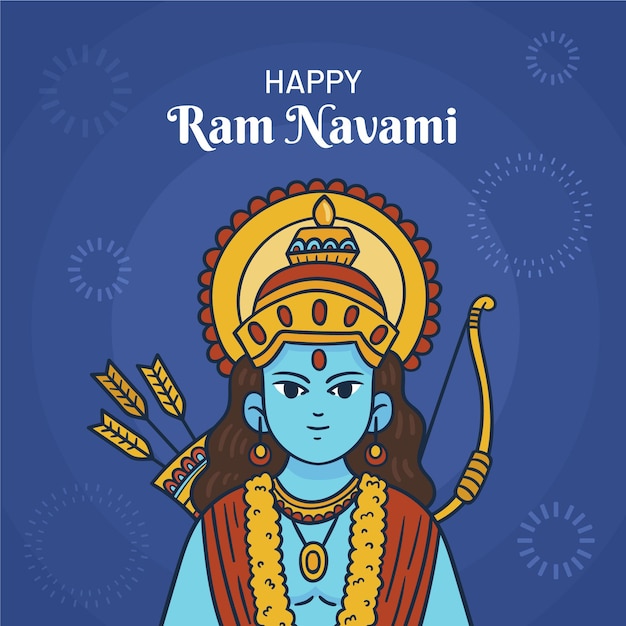 Free Vector hand drawn ram navami illustration