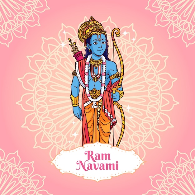 Free Vector hand drawn ram navami illustration