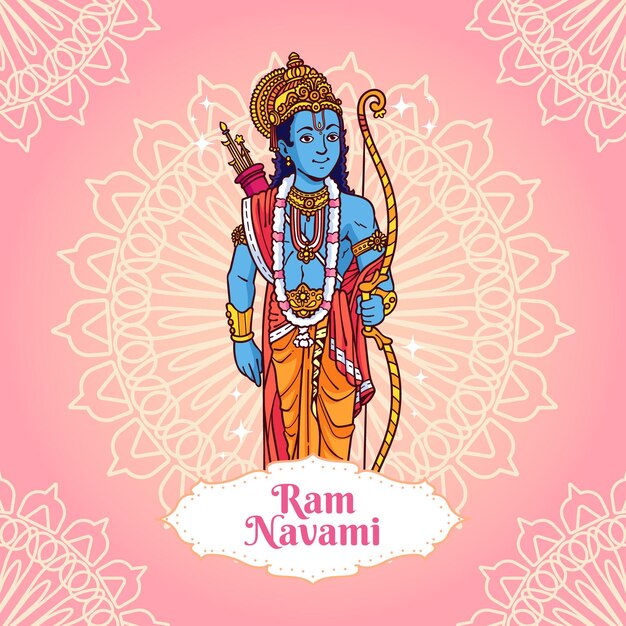 Hand drawn ram navami illustration