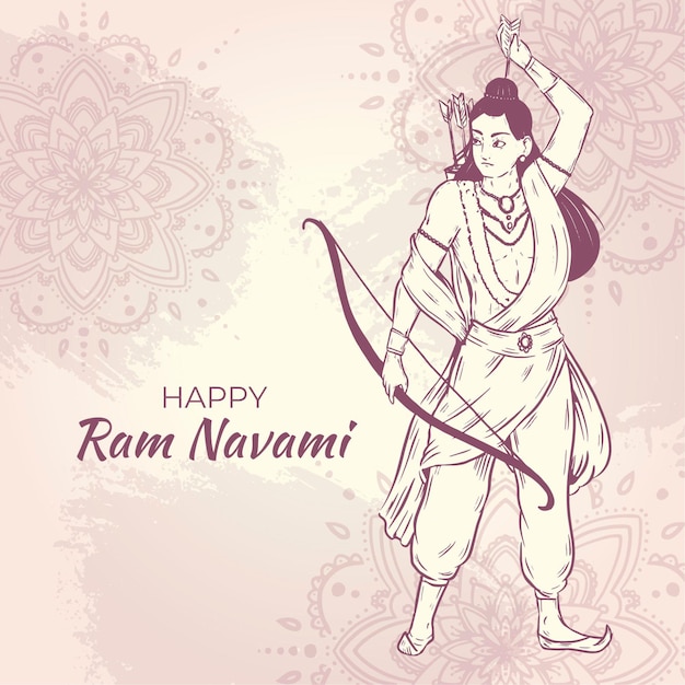 Free vector hand drawn ram navami illustration