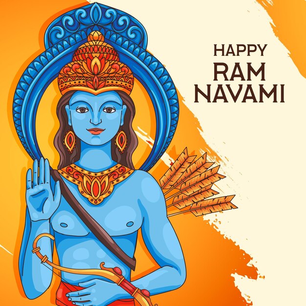 Hand drawn ram navami illustration