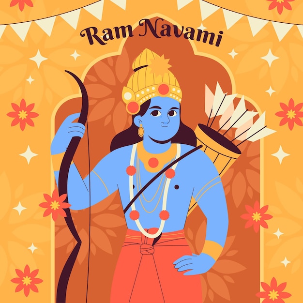 Free Vector hand drawn ram navami illustration