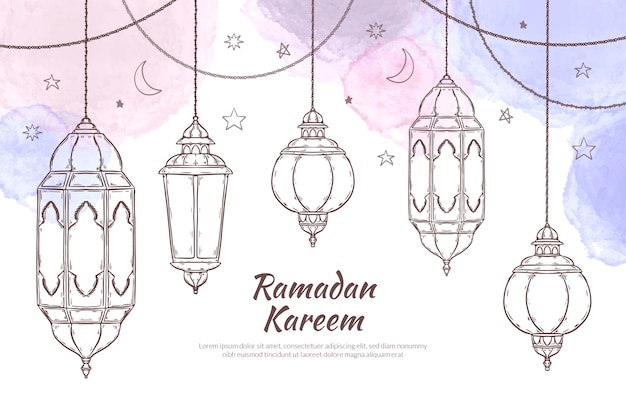 Hand drawn ramadan background