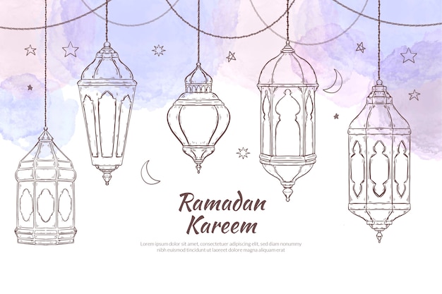 Free Vector hand drawn ramadan background