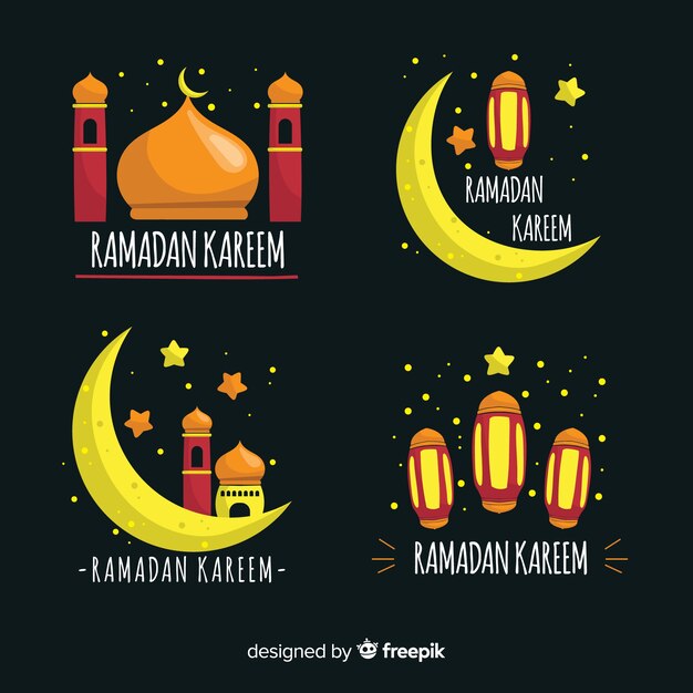 Hand drawn ramadan badge collectio