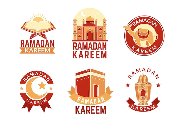 Hand drawn ramadan badge collection