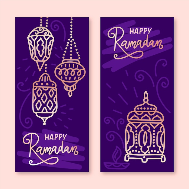 Free Vector hand drawn ramadan banners