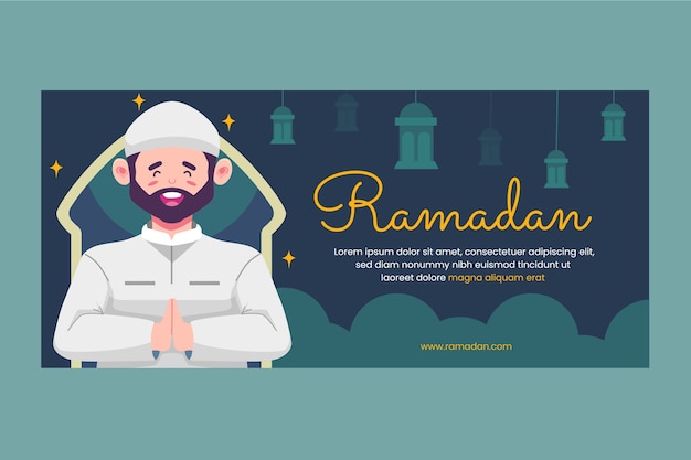 Hand drawn ramadan horizontal banner