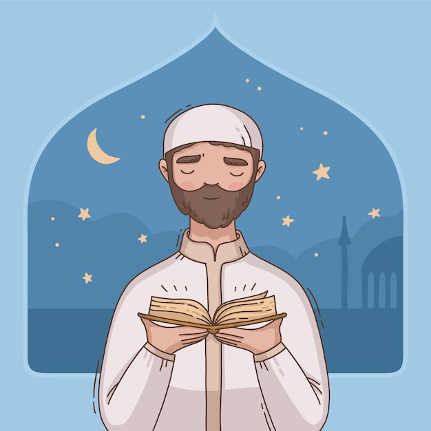 Free Vector hand drawn ramadan illustration with person praying