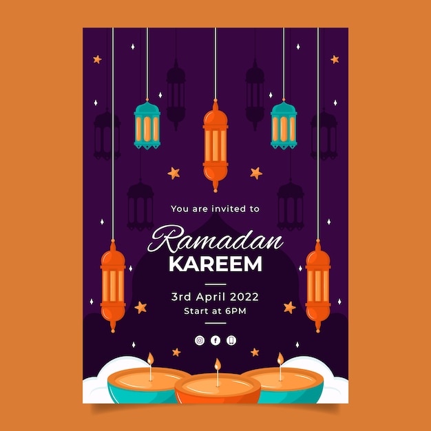 Free Vector hand drawn ramadan invitation template