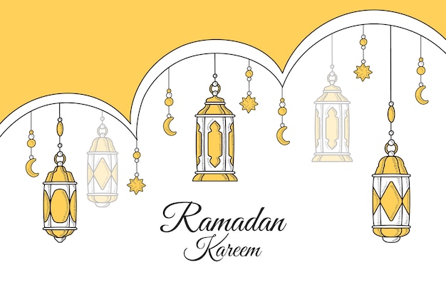 Hand drawn ramadan kareem background