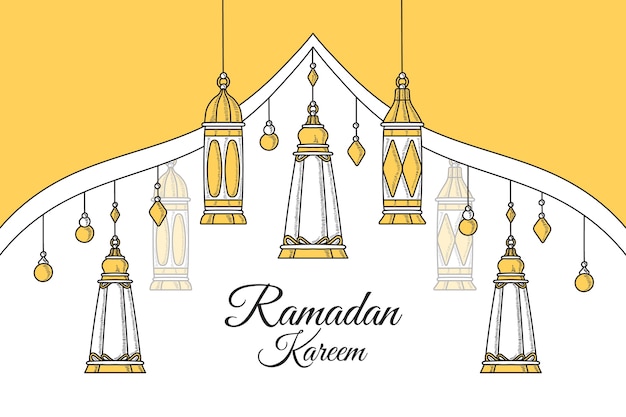 Hand drawn ramadan kareem background