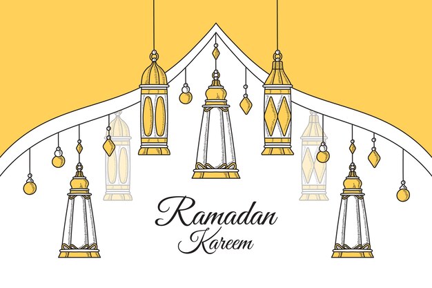 Hand drawn ramadan kareem background