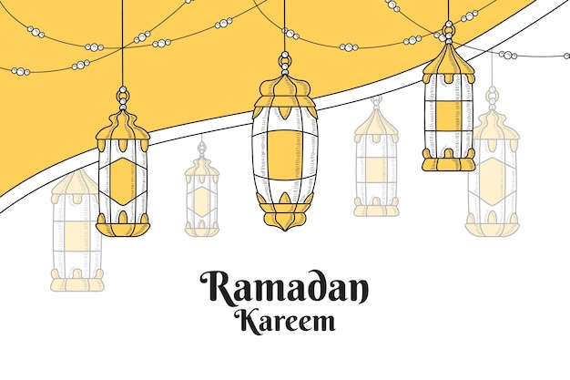 Hand drawn ramadan kareem background