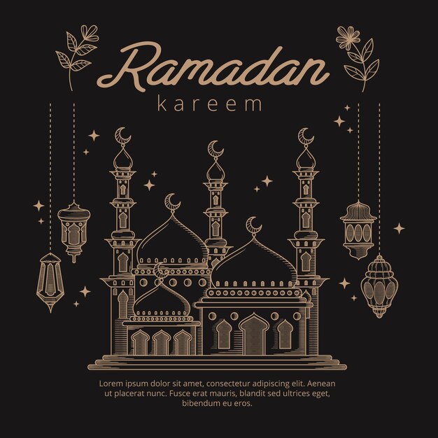 Hand drawn ramadan kareem illustration