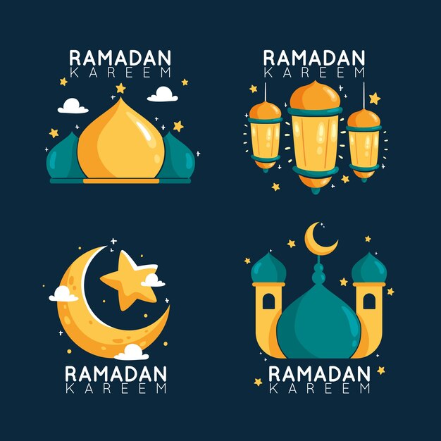 Hand drawn ramadan label collection