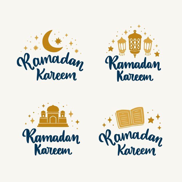 Hand drawn ramadan label collection