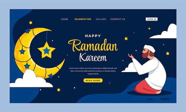 Hand drawn ramadan landing page template