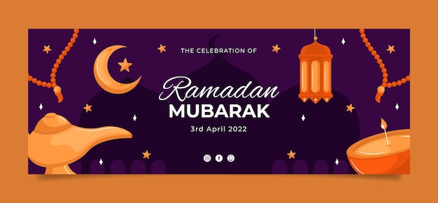 Hand drawn ramadan social media cover template