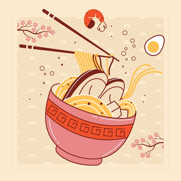 Free vector hand drawn ramen illustration