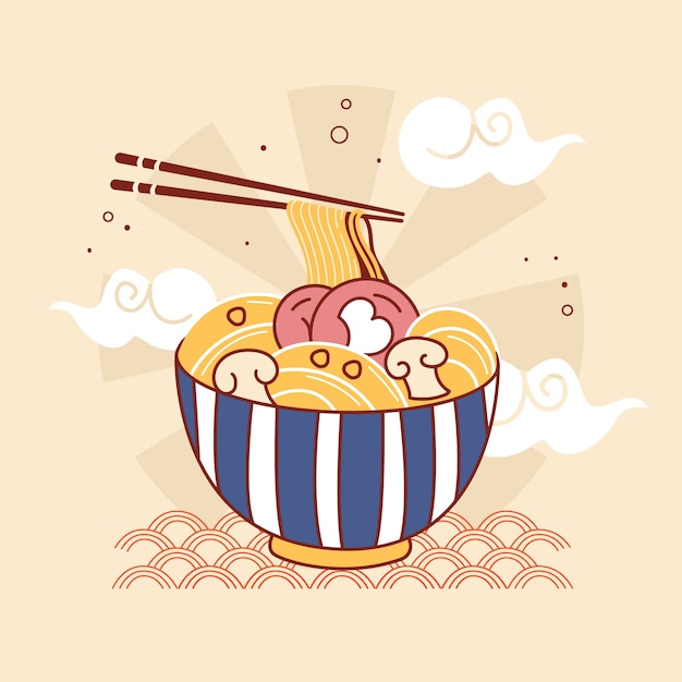 Free Vector hand drawn ramen illustration