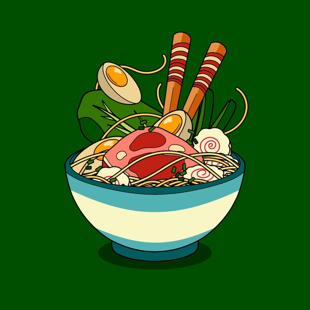 Hand drawn ramen illustration