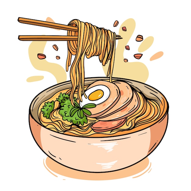 Hand drawn ramen illustration