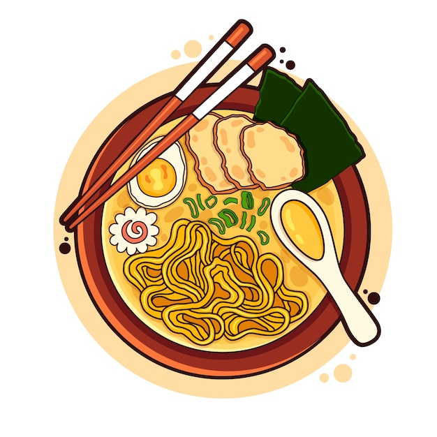 Free vector hand drawn ramen illustration