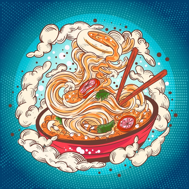 Free Vector hand drawn ramen  illustration