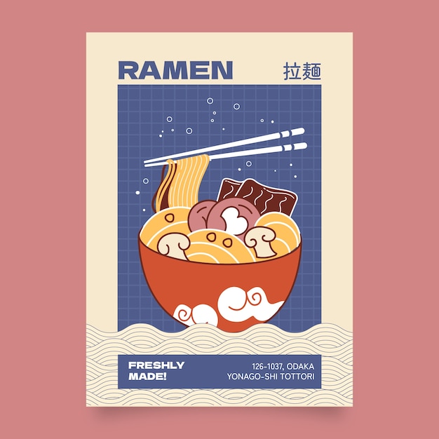 Free Vector hand drawn ramen poster template