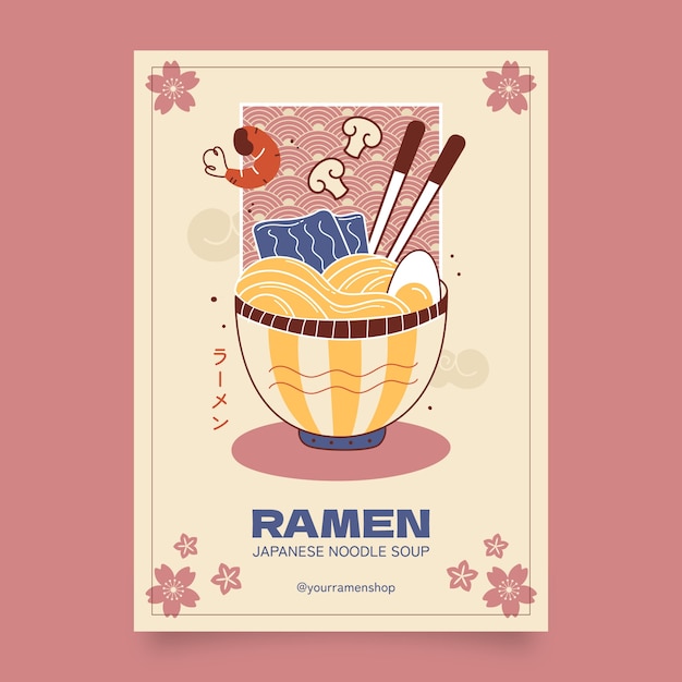 Free Vector hand drawn ramen poster template