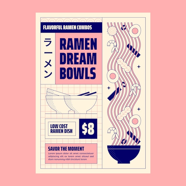 Free Vector hand drawn ramen poster template