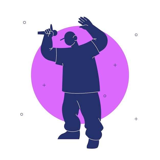 Hand drawn rapper  silhouette