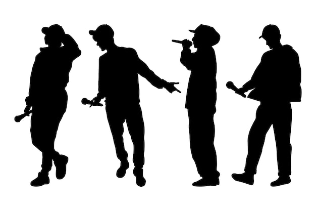 Free Vector hand drawn rapper silhouette