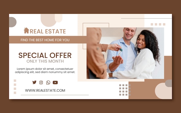 Free Vector hand drawn real estate business facebook template